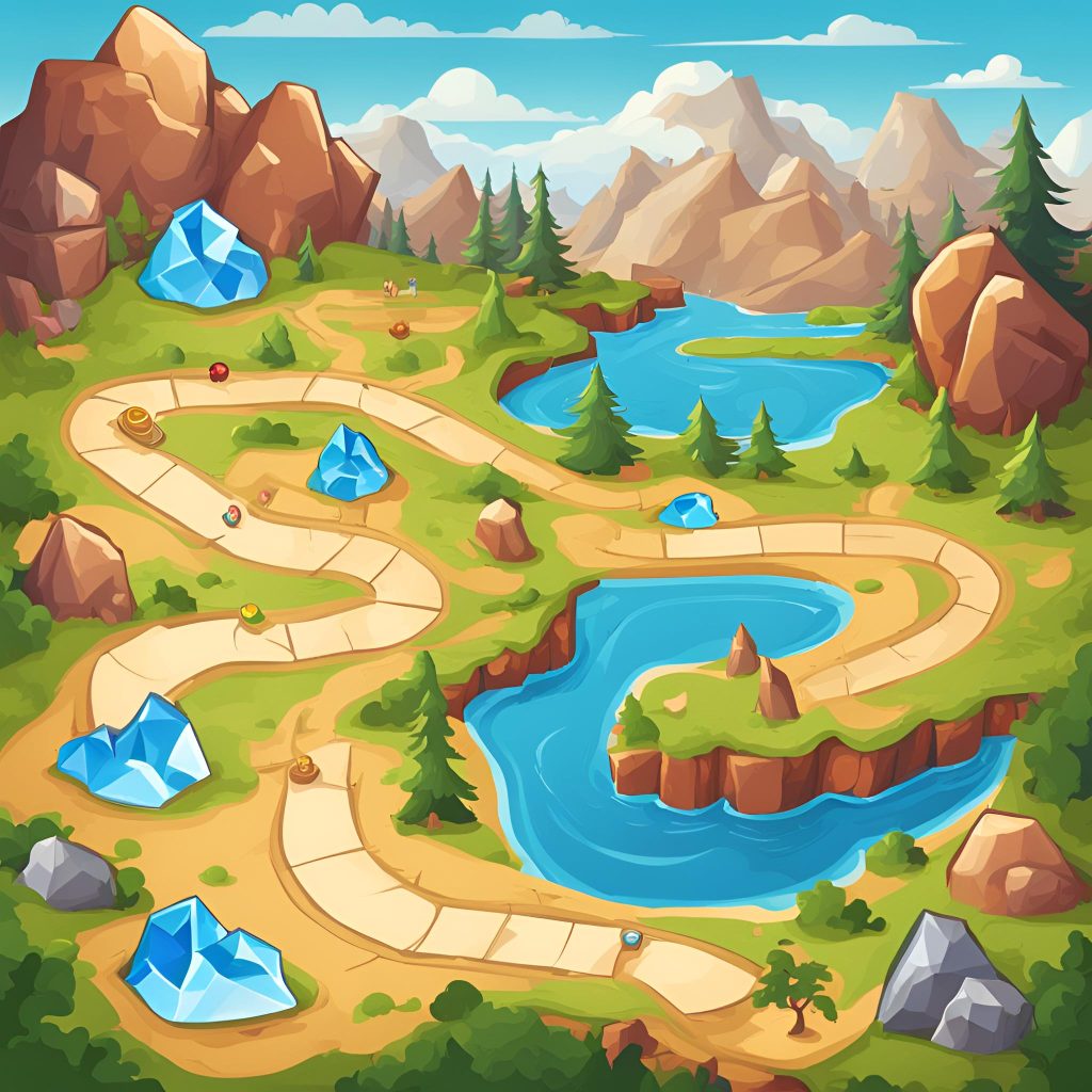 Treasure map During this treasure hunt, we'll look at different gems with brighter colors and more pathways