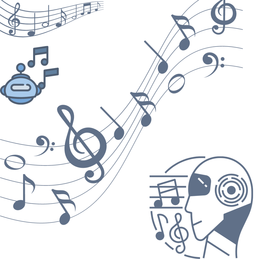 Ais and two different Music notes on the picture in blue