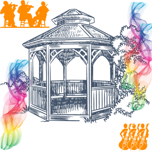 Garden colors and orchestra with a beautiful ornate gazebo. Neurodiversity