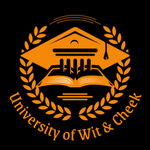 Logo for the University of Wit & Cheek, updated