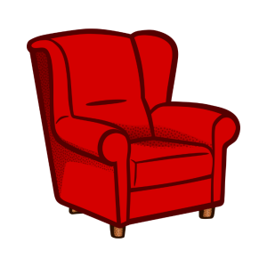 The empty red armchair for the technique