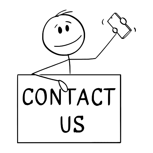 Cartoon Character holding up a Contact us sign Smith Clinic 